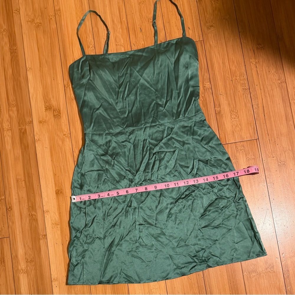 Reformation Kosta Silk Mini Dress Bottle Green Size 4 - Picture 12 of 16